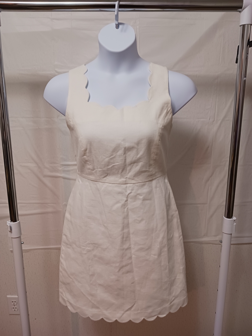 J. Crew Cream Scalloped Sleeveless Mini Dress